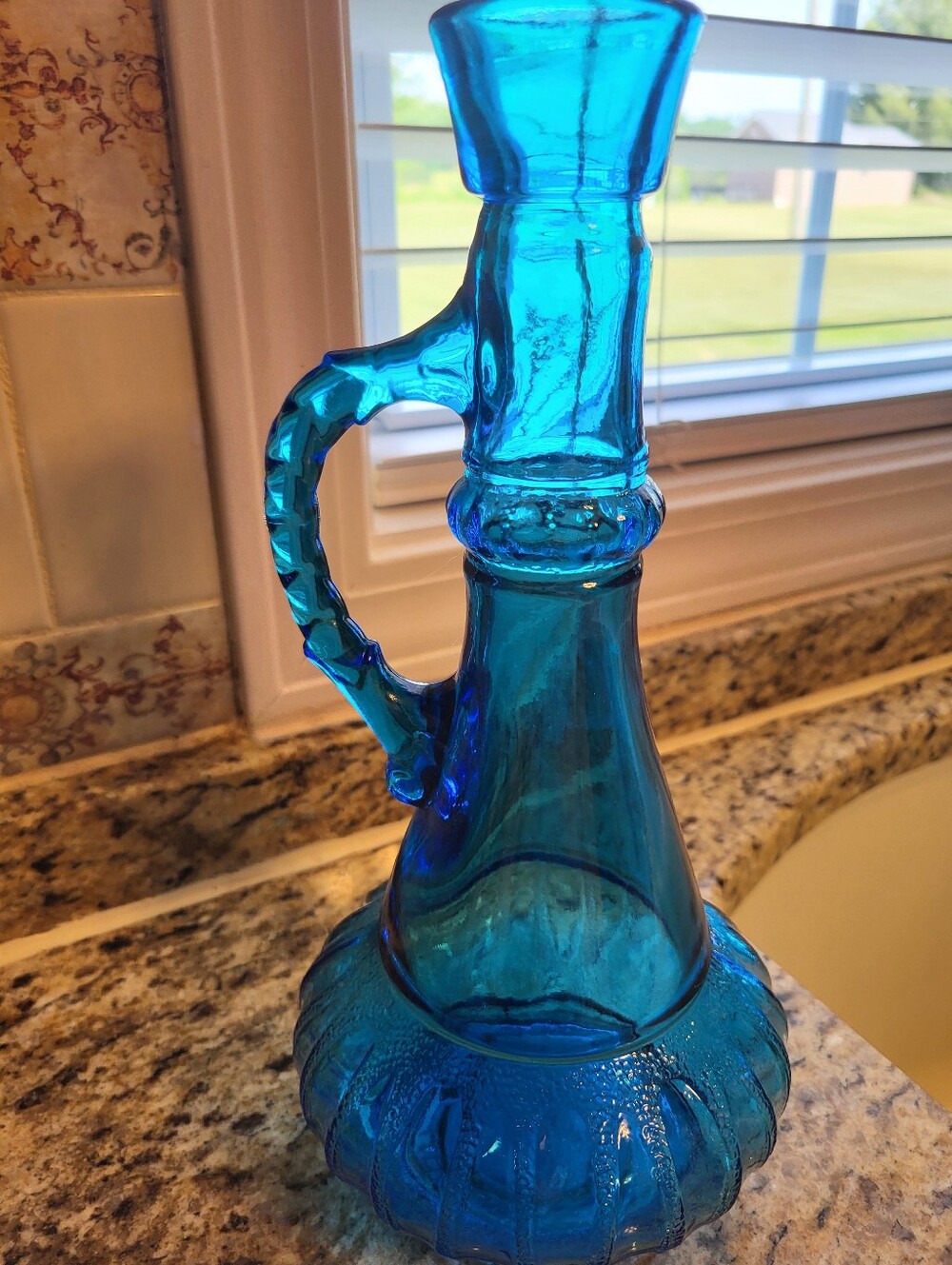 Blue 11 x 4.5 Inch  Jeannie Style Liquor Bottle - Home Art Accent - Picture 8 of 9